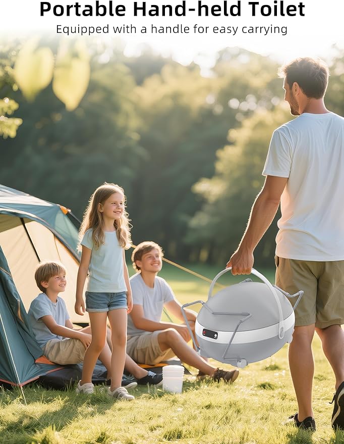 Dry Flush Toilet, Portable Waterless Self-Contained Rechargeable Toilet, Ideal for RVs, Van, Off-Grid, Tiny House, Boat