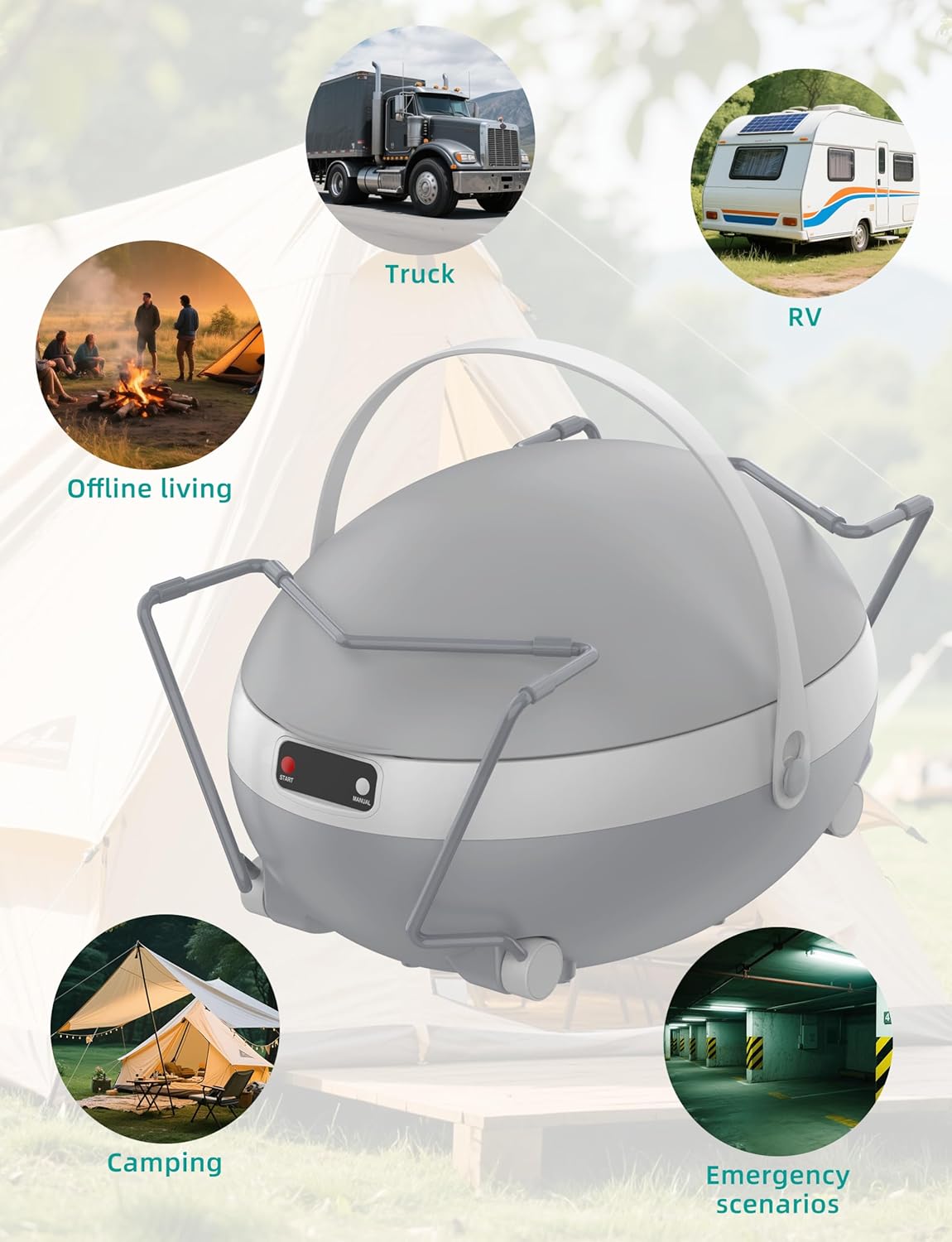 Dry Flush Toilet, Portable Waterless Self-Contained Rechargeable Toilet, Ideal for RVs, Van, Off-Grid, Tiny House, Boat